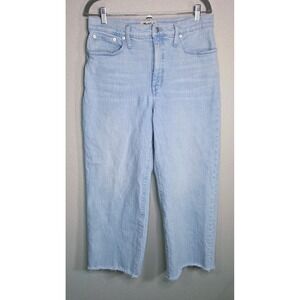 Madewell Wide Leg Crop Jeans Womens 30 Light Wash Raw Hem Denim High Rise